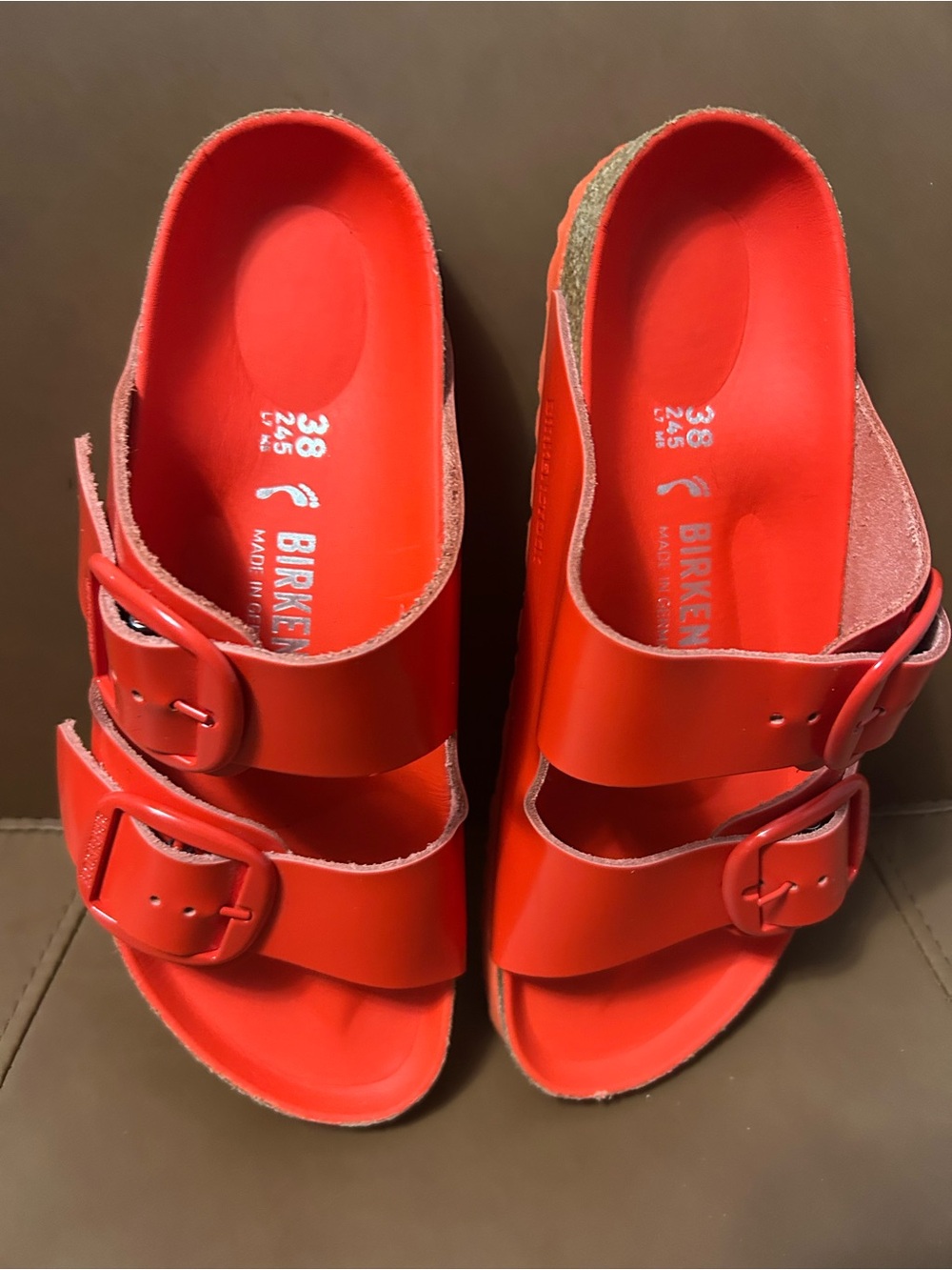Birkenstock Women’s Red Arizona EVA Sandals with Double Buckles